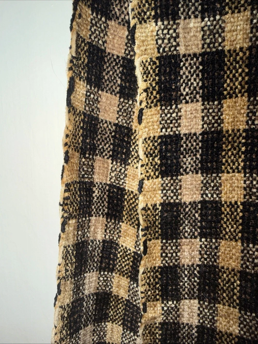Frittelli & Lockwood Handwoven Checked Scarf in Beige,Mustard Black Chenille